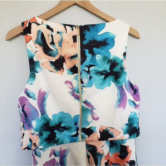Ivanka Trump Floral Print Sleeveless Stretchy Summer Scuba Dress Sz 14 - Picture 4 of 8
